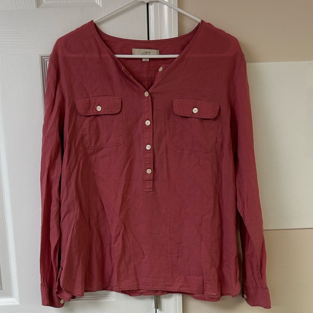 Loft Long Sleeve Blouse Henley